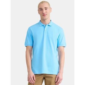 George Large Men's Poly Polo with Short Sleeves, Blue, NWT